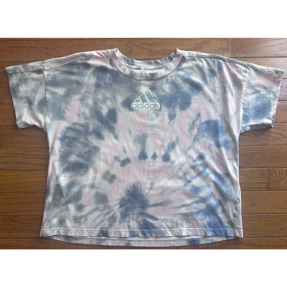 Adidas Girls dye Pink and Blue TEE Size Large/14 NWOT